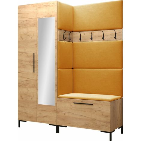 Meuble d'entrée Nomal IX, Manila 32, 196x158x46cm, Disponible, Stratifié, Tissu, Murale, À poser