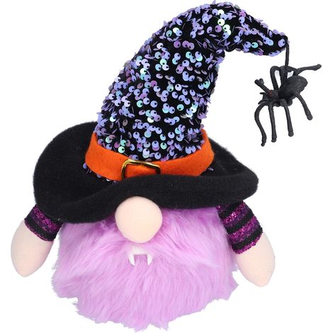 Décoration Halloween Nain Lumineux, Figurine Éclairée Sans Visage pour Noël et Action de Grâces - Violet