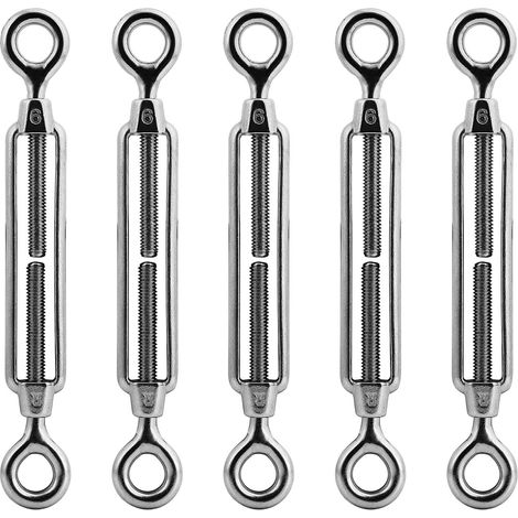 6Pcs Tendeur de câble avec crochet et œillet - En acier inoxydable 304, Tendeur M6
