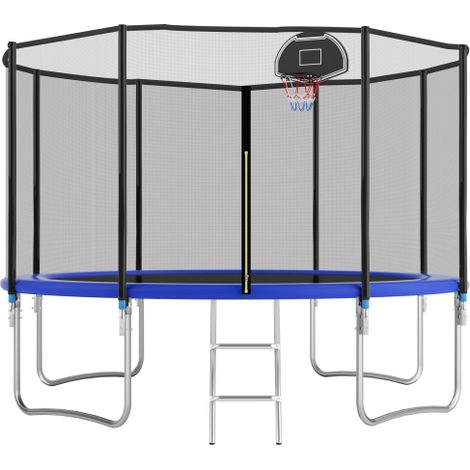 Trampoline d'extérieur 366 cm, avec traverses renforcées, stable, robuste et résistant, construction monobloc pour enfants et adultes