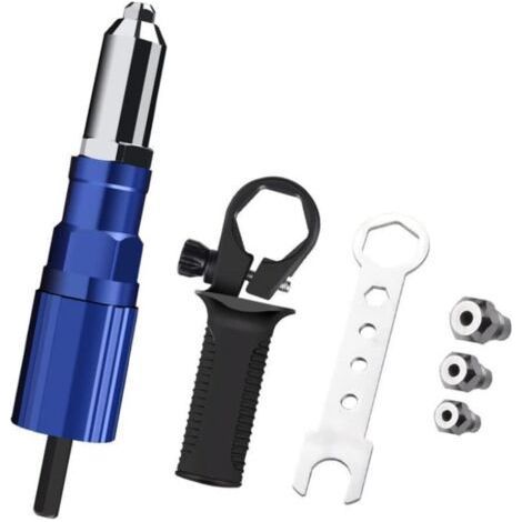 Ensemble d'outils de rivets électriques Ensemble d'outils de rivetage sans fil Kit de forage Adaptateur Pop Insert Insert Noix Adaptateur Power Machine Accessoire, Rivet électrique pour la