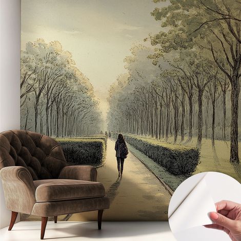 Carta da parati autoadesiva - Fotomurale adesivo - soggiorno moderno - resistente - Tranquillità del parco 250x250 cm (1/5)