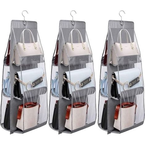 Sac de rangement en 3 pièces pour armoire, sac de rangement en cuir suspendu, sac de rangement anti-poussière (1/4)