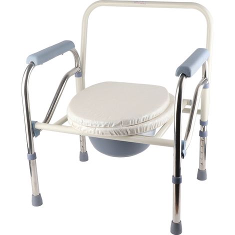 Chaise de toilette portable réglable en hauteur, pliable en acier inoxydable, pour WC, douche et salle de bain (1/5)