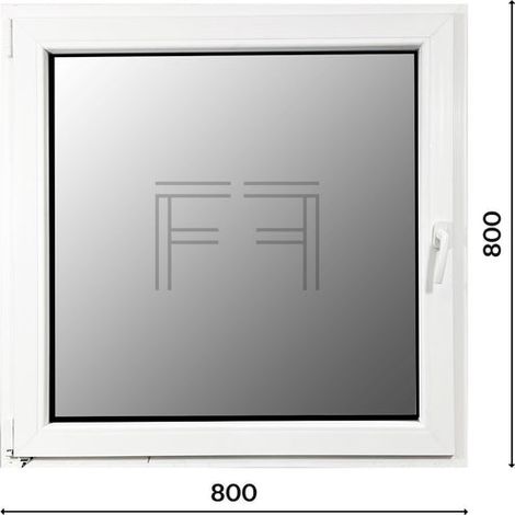 Fintex-finestra in PVC bianco singola anta 800X800 apertura a sinistra, doppio vetro, PROFILO A L (1/3)