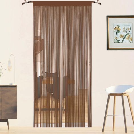 Rideau Fil Anti Mouches pour Porte Extérieur - Moustiquaire Fenêtre, Cloison De Séparation De Pièces (Café, 90 x 245 cm) (1/5)