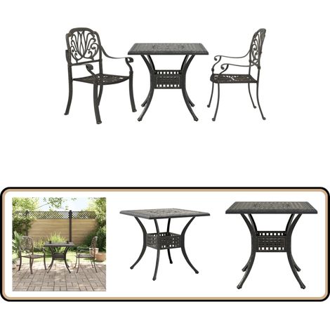 3-tlg. Bistro-Set Bronzen Aluminiumguss - Gartenmöbel - Bistro-Set - Esstisch - Stühle - Aluminium Möbel
