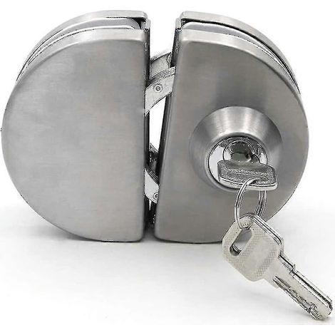 Serrure pour porte vitrée, étui, bureau en acier inoxydable chromé durable, porte vitrée de 10 à 12 mm, sécurité antivol (1/5)