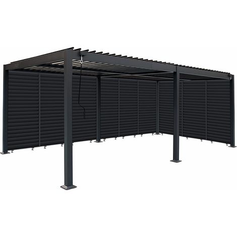 Pergola bioclimatica con 9 lamelle in alluminio "Kensington" - 3 x 6 m - Grigio (1/5)