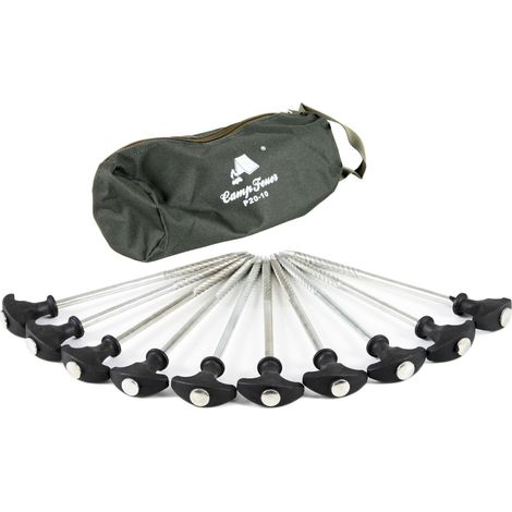 CampFeuer T-Pegs Heringe, 10 Stück à 20 cm, Erdnägel für Campingzelt, Bivvy, Anglerzelt, Pavillon