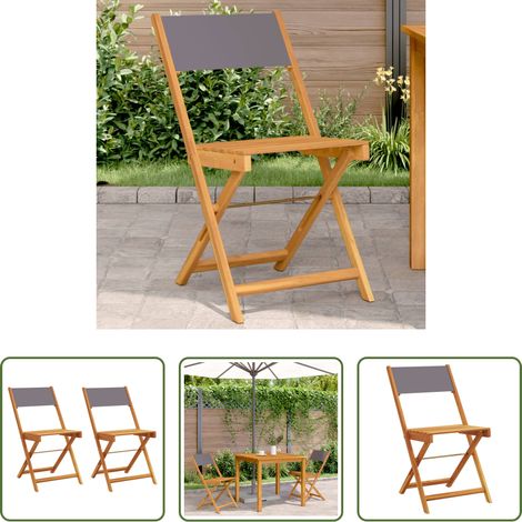 Chaise de bistro -  Chaises de bistrot lot de 2 anthracite bois acacia massif tissu (1/5)