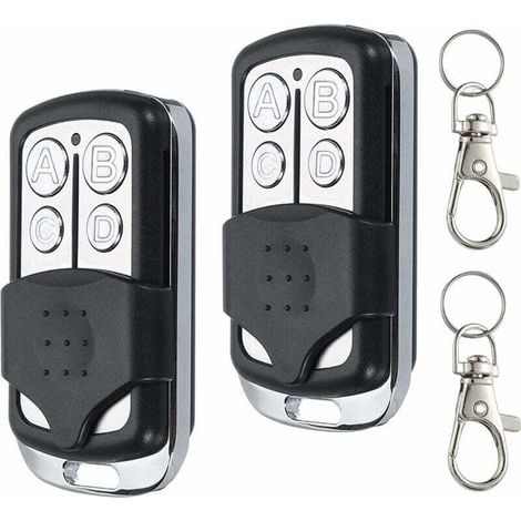 Télécommande Universelle Portail Garage 433 MHz 4 Canaux Duplicateur Code Fixe 2pcs Compatible Multibrand (1/5)