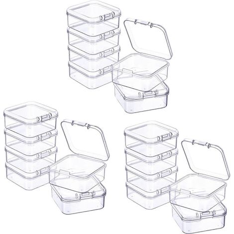 Set mit 18 transparenten Mini-Aufbewahrungsboxen aus Kunststoff zur Aufbewahrung von Kleinteilen, Perlen, Schmuck, Visitenkarten (1/5)