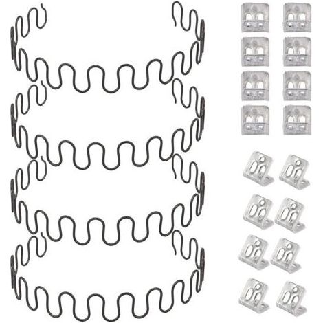 Ressorts de rechange pour canapé 4 pièces 50,8 cm avec 16 clips en S, 4,0 fils de diamètre Kit de réparation de ressorts de canapé pour siège de décoration intérieure de meubles (1/5)
