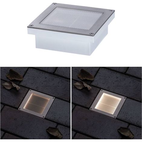 Paulmann Aron 94238-Lampada solare da incasso a pavimento, a LED, per esterni, rettangolare, incl. 1 x 0,7 Watt, nero, acciaio inossidabile, plastica 3000 K, bianco caldo 0.7 W, 10 x 10 cm (1/5)