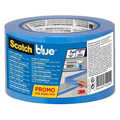 SCOTCHBLUE LOT DE 3 ROULEAUX DE RUBAN DE MASQUAGE PREMIUM MULTI-SSURFACE 2090 EMEA 24 MM X 41 M UU010754487