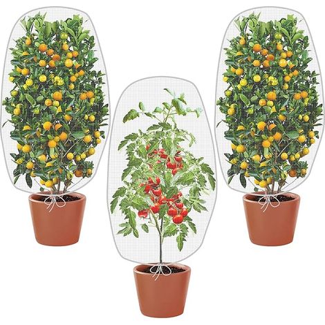Obstbaumnetz, Obstschutznetz, 3-teiliger Pflanzbeutel mit Kordelzug, insektensichere Abdeckung, feinmaschiges Netz zum Schutz von Gemüse und Obst, 100 x 80 cm (1/5)