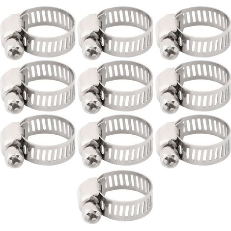 sourcing map 10pcs Collier de serrage à vis sans fin réglable en acier 3/8 5/8 pouce diamètre
