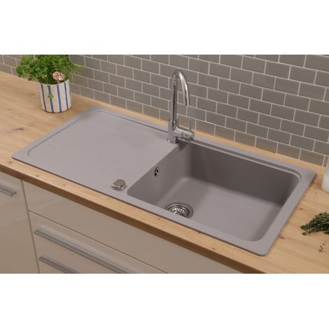 Küchenspüle Einbauspüle Spülbecken Granitspüle 100 x 50 Grau Respekta Austin