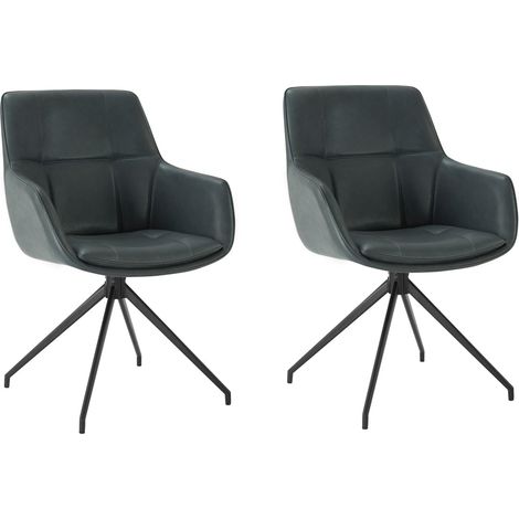 CHITA Polsterstuhl 2er Set, 360° drehbar, ergonomisch mit Rückenlehne, Kunstleder, Metallgestell, Esszimmerstuhl, Bürostuhl, Küchenstuhl, 4-Fuß-Stuhl