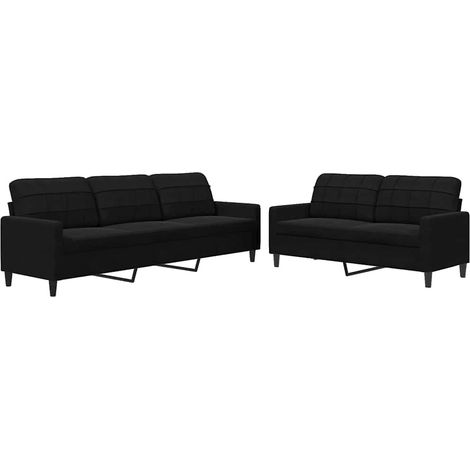 vidaXL Juego de sofás con cojines 2 piezas terciopelo negro (1/2)