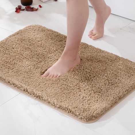 Tapis de bain marron clair, tapis de bain en microfibre douce et absorbante (40 x 60 cm) (1/5)