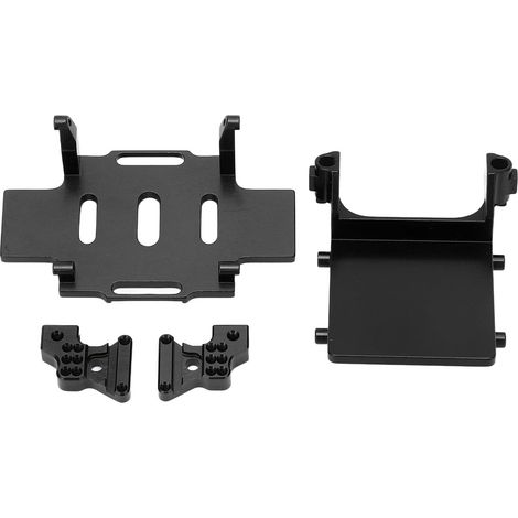 Support de tour d'amortisseur arrière en alliage d'aluminium, support de contrôleur de vitesse (ESC) et plateau de batterie pour AXIAL 1/24 SCX24 (pièce de rechange pour Ford Bronco, noir). (1/5)