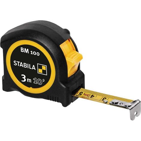 Stabila 19569 BM 100 Compact Pocket Tape Measure – 3 Meters / 10 Feet Length, 19mm Width, Durable and Precise Hand Tool