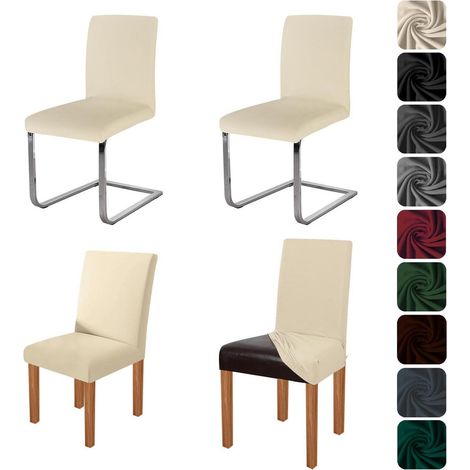 4er Set Stuhlhussen Beige, elastisch & waschbar für Esszimmerstühle (1/5)