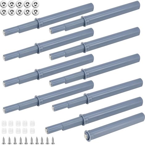 10 PCS Systeme Push to Open Tiroir Amortisseur Systeme de Fermeture Porte 80 MM Système Push Pull avec Vis Fermetures Push to Open Magnétique Loquet pour Porte Placards Meuble Armoire, Gris (1/5)