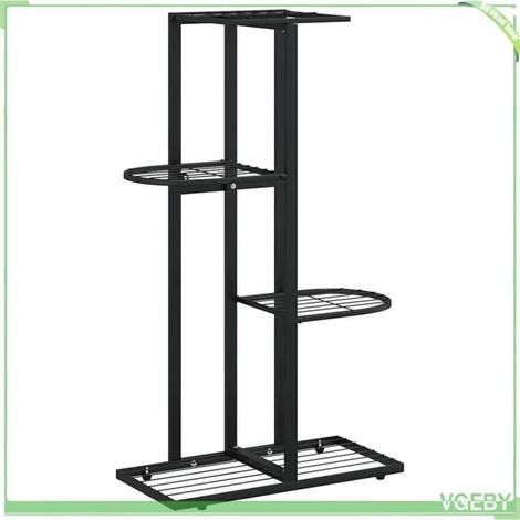 Support pour plantes - FAFEICY - 43x22x76 cm - 4 niveaux - Métal - Noir (1/5)