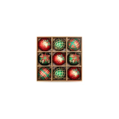 Set di 9 palline di Natale decorative da 6 cm, accessori in polipropilene, decorazioni per albero di Natale, decorazioni per matrimoni, multiuso - Crezuo