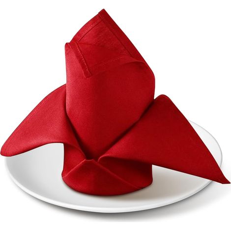 Lot de 6 Serviettes de Table en Coton, 46 x 46 cm, Serviettes en Tissu Bordeaux, Réutilisables et Lavables en Machine, pour Mariage, Noël, Restaurant et Hôtel (1/5)