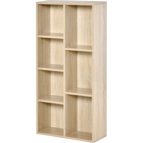 Bibliothèque 7 cubes en bois naturel – 50x24x106 cm – Rangement modulable pour salon, chambre ou bureau – Design épuré, facile à assembler (1/5)
