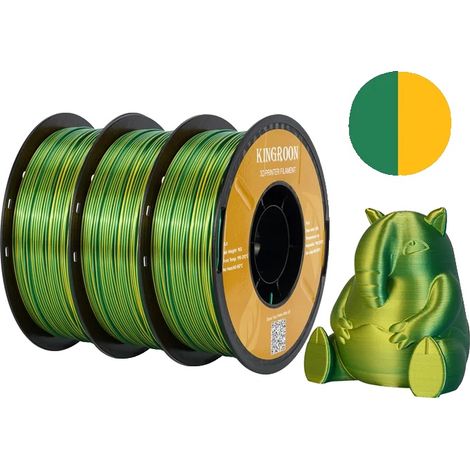 Filamento PLA de seda bicolor, 1,75 mm de diámetro, 3 kg de peso por paquete. (1/2)