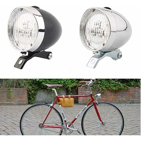 Bike Light, Headlight, Bicycle Front Light, Bicycle Lamp, Vintage Safety Warning Flashlight 3 LED Retro Bicycle Lamp (Silver)