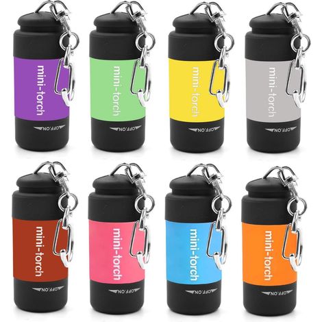 Mini lampe torche USB avec lumière LED - Lot de 8 mini lampes porte-clés de couleur (1/5)