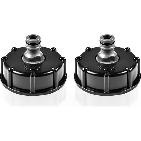 Lot de 2 accessoires de réservoir IBC pour 1/2 adaptateur de valve IBC S60 x 6, adaptateur IBC, raccord de tuyaux d'arrosage, réservoirs d'eau de pluie, adaptateur de bouchon de réservoir IBC (1/5)
