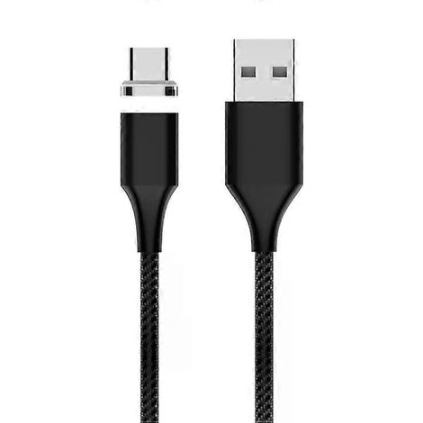 Câble de données magnétique USB-C - 3 A, gaine en nylon tressé, longueur 1 m, noir (1/2)