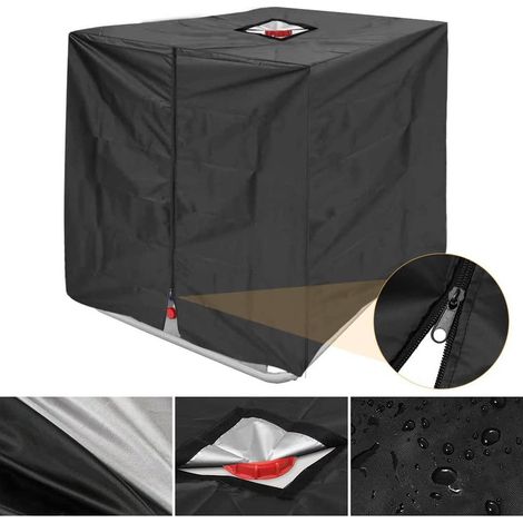 Copertura per serbatoio dell'acqua IBC - Nero - La copertura superiore e la valvola non sono ostruite - per serbatoio da 1000 litri - Copertura per serbatoio IBC - Anti-tessuto - 120100116 cm