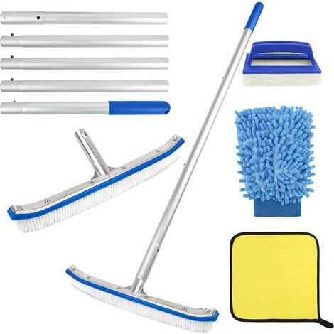 Pool Brush Kit, 43cm Brush, 180cm Aluminum Handle, Adjustable, For Cleaning Walls and Floors (1/5)