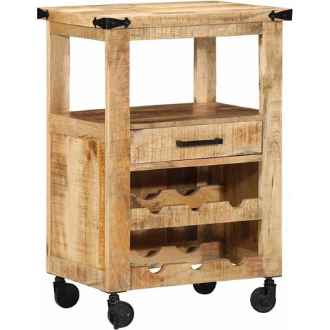 Carro de Cocina Marrón 55 x 40 x 80 cm Madera de mango maciza vidaXL