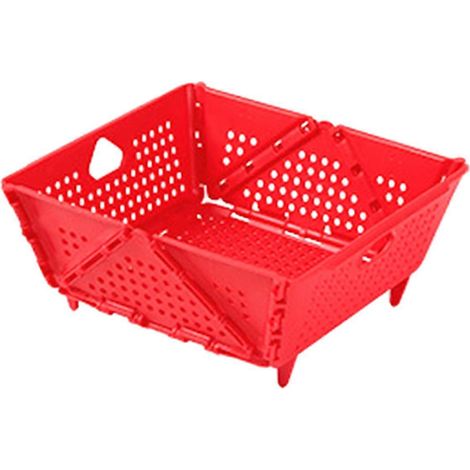 Passoire pliable en plastique - Panier d'égouttage avec pieds de support - rouge (1/5)