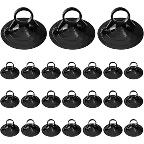 Ohleats Lot de 24 ventouses pour Pare-Brise de Voiture, Anneau de Traction Puissant, ventouses Multi-usages pour Cuisine, Salle de Bain, Accessoires de Voiture (Noir, 4,5 cm) (1/5)