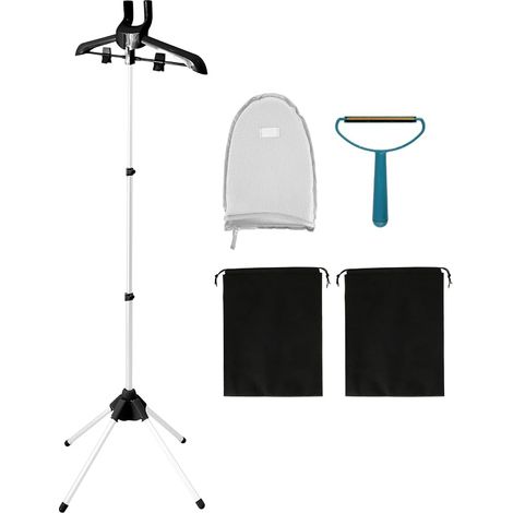 Steam Clothes Hanger, Folding Clothes Hanger with Ironing Glove, Steam Iron Rack with 360 Rotation, Adjustable Length 84-63 Inch, Portable Clothes Drying Rack (1/5)