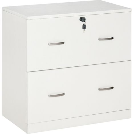 Cassettiera da ufficio con 2 cassetti per cartelle sospese, serratura e 2 chiavi, 77x42x72 cm, colore bianco.