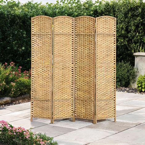 Paravent 4 panneaux en bois pliable pour intimité (1/5)