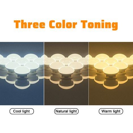 Ampoule LED pour miroir de vanité, avant USB, lumières de recharge à gradation tricolore pour maquillage (1/5)