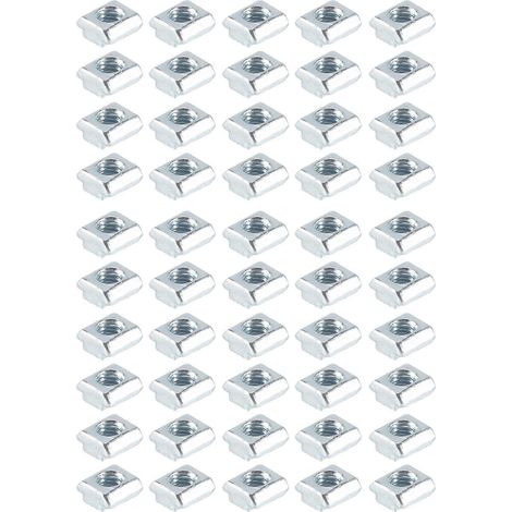 50 écrous coulissants en T M5 en acier au carbone zingué pour profilés en aluminium 2020 (1/5)