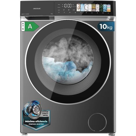 Cecotec Waschmaschine 10Kg Frontlader Bolero DressCode 10970 Direct Drive Steel. Direktantriebsmotor, 1400 U/min, 11 Programme, Vollfarbdisplay, XXL-Tür, Dampffunktion, Innenbeleuchtung, Stop&ampGo, S